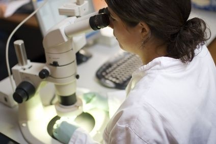 Žena, mikroskop,laboratoř,vyšetření