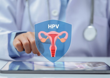 Obrázek dělohy a nápis HPV